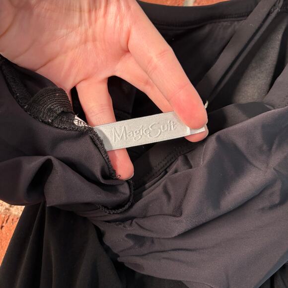 MagicSuit by MiracleSuit One Piece Swim Dress Skirted Ruched Square Neck Sz 12 - Picture 9 of 11